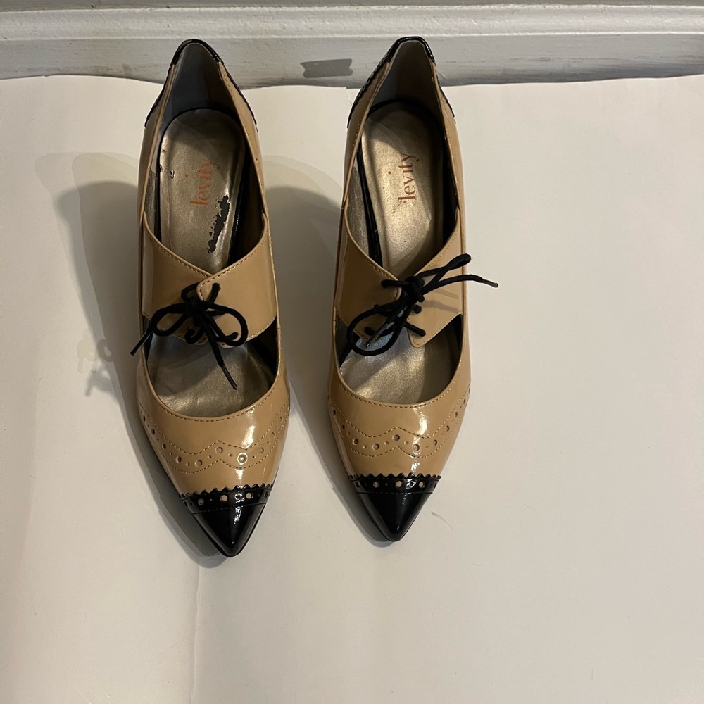 Tan and Black Heels